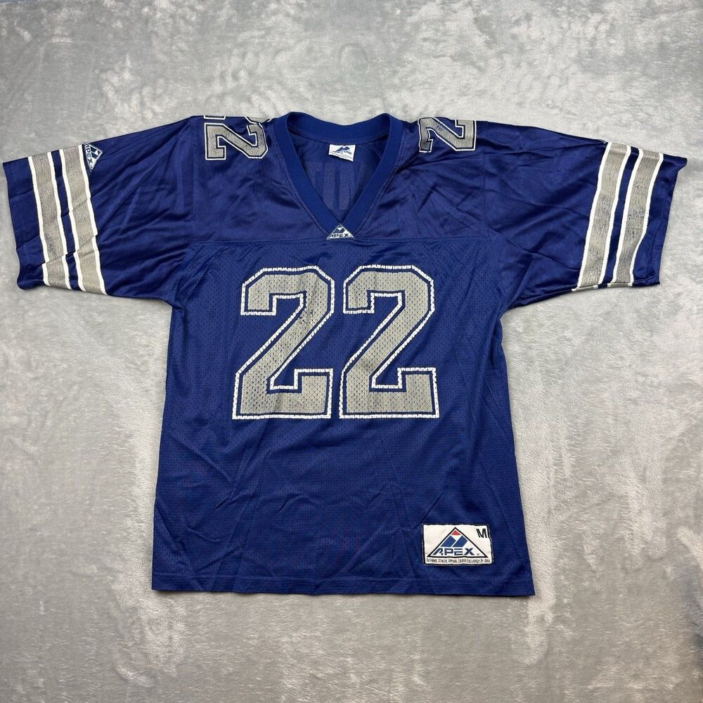 Vintage 90s Apex One Emmitt Smith #22 Dallas Cowboys Football Jersey Blue M